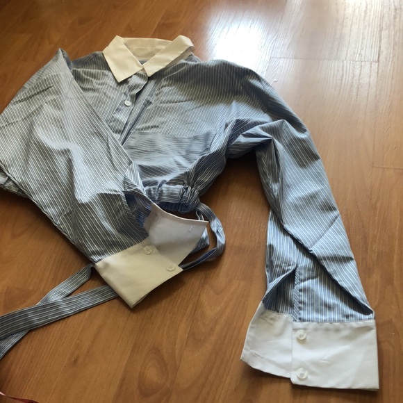 Cropped poplin contrasting top - Picture 9 of 9